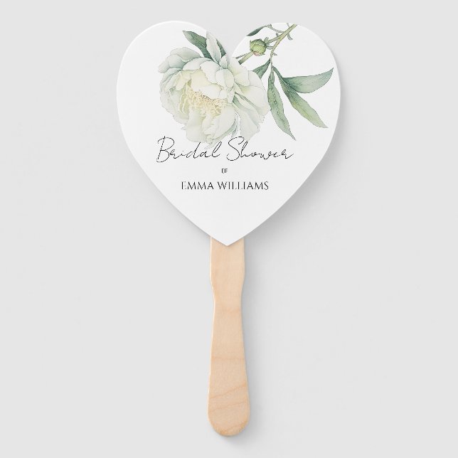 Abanico Despedida de soltera con flor de peonía acuarela (Anverso)