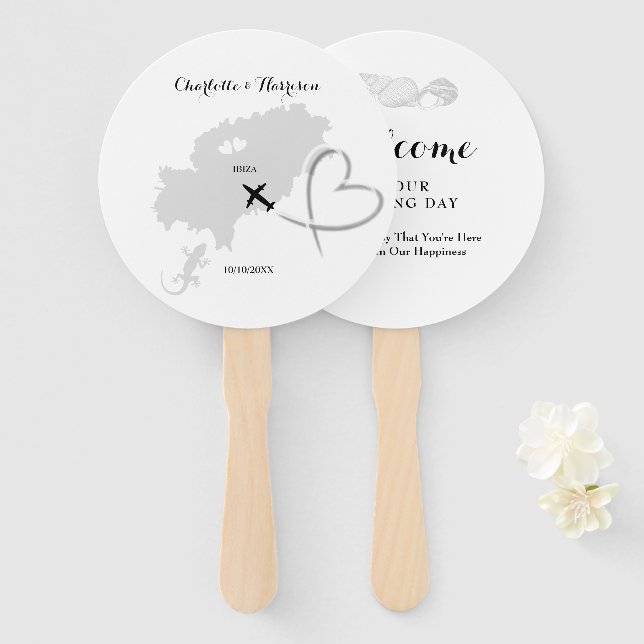 Abanico Destino de Boda de Ibiza (Anverso y reverso)