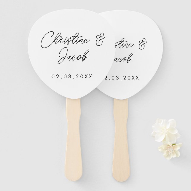 Abanico detalle de boda simple elegante moderno partido nu (Anverso y reverso)