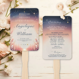 Abanico Detalles de la tarjeta de boda de puesta de sol a 