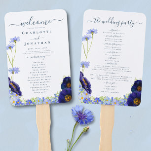 Abanico Día de la Boda Azul de Flor Silvestre Moderna