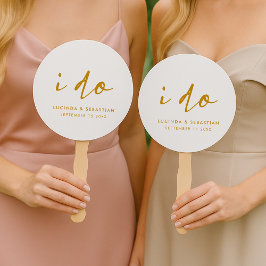 Abanico Día de la boda elegante minimalista simple dorado 