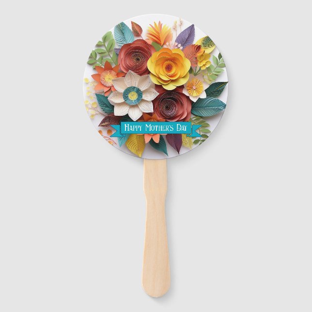 Abanico Día de la Madre Floral de Arte de Papel 3D (Anverso)