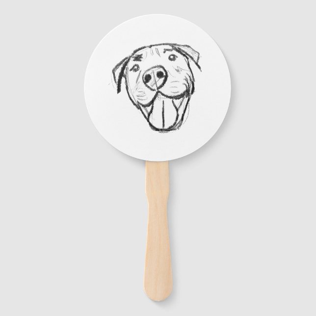 Abanico dibujo de pitbull simple amantes de perros blanco  (Anverso)