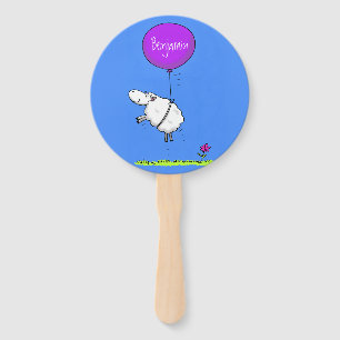 Abanico Dibujo divertido de un globo de oveja linda con hu