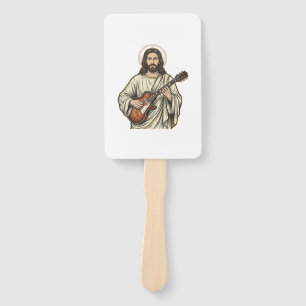 Abanico Diseño de camiseta con grabado de guitarrista sagr