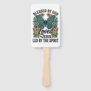 Abanico Diseño de camiseta cristiana de mariposa bendita (