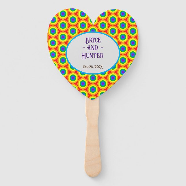 Abanico Diseño de círculo arcoiris LBGTQA+ (Anverso)