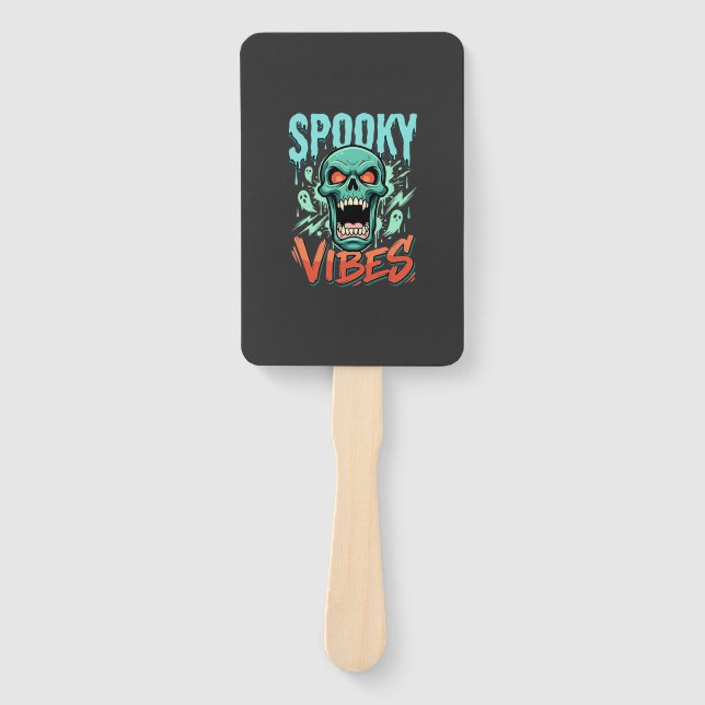 Abanico Diseño de cráneo de fantasma de Halloween Vibracio (Anverso)