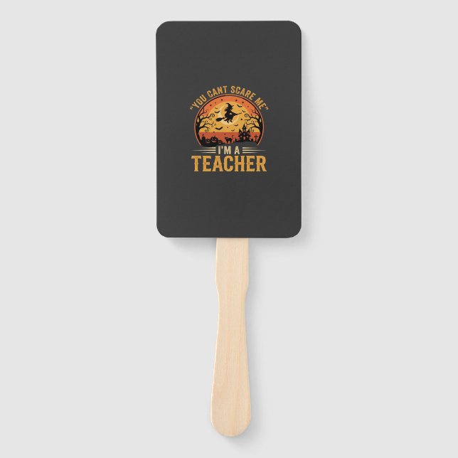 Abanico Diseño de Gato Bruja para Profesores de Halloween (Anverso)