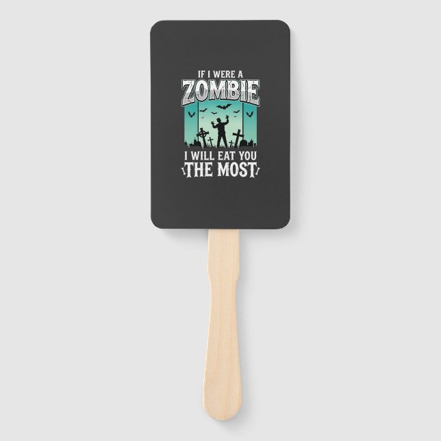 Abanico Diseño de Halloween Te Voy a Comer Zombie_1 (Anverso)