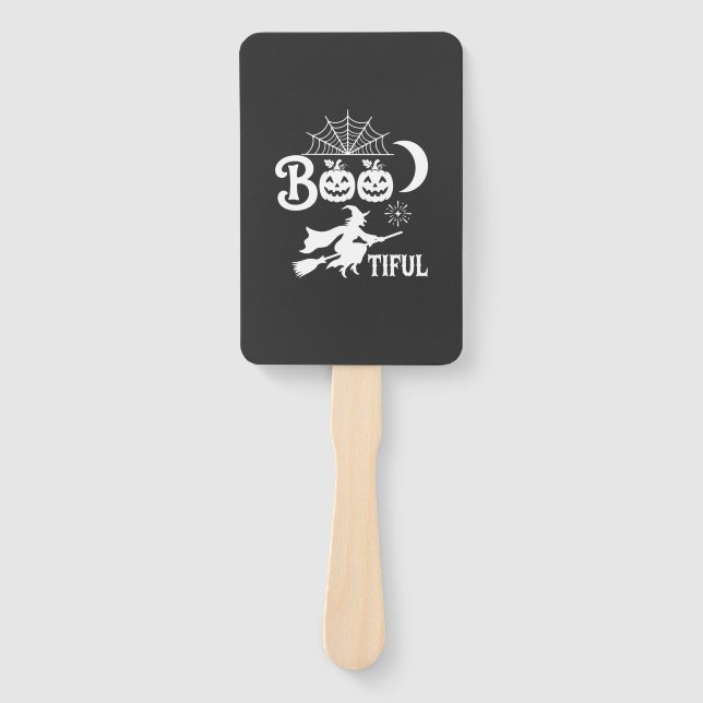 Abanico Diseño de luna de bruja de Halloween Bootiful_1 (Anverso)
