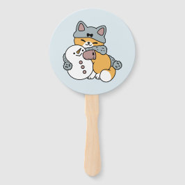 Abanico Diseño de vacaciones de invierno para gato con nie