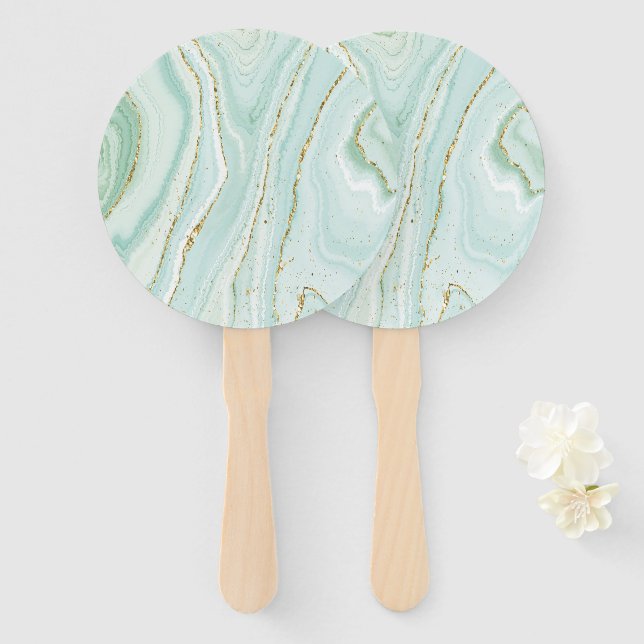 Abanico diseño elegante de mármol líquido pintado a mano c (Anverso y reverso)