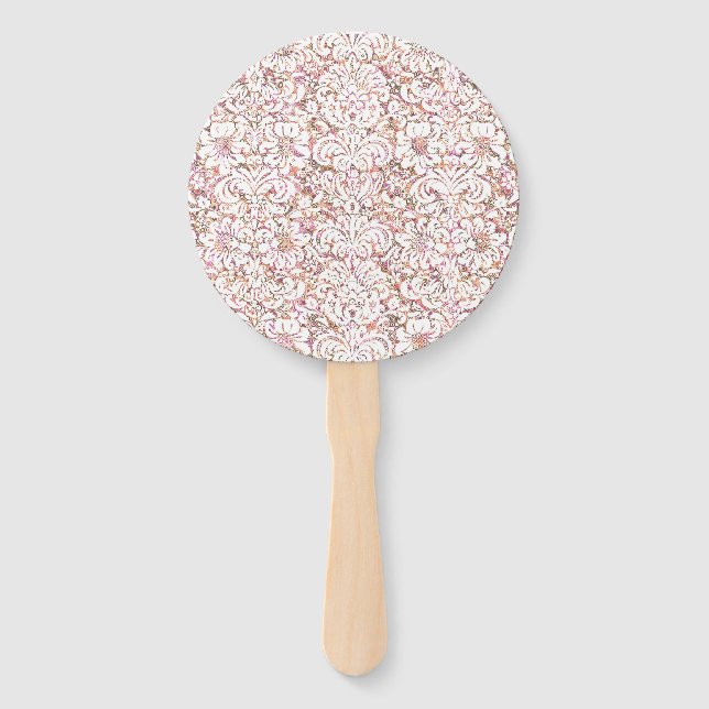 Abanico Diseño floral blanco y rosa (Anverso)