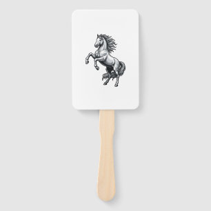 Abanico Diseño vectorial de caballo encabritado con grabad
