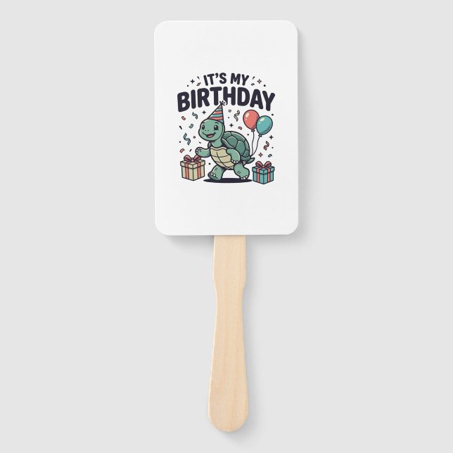 Abanico Diseño vectorial de fiesta de cumpleaños de tortug (Anverso)