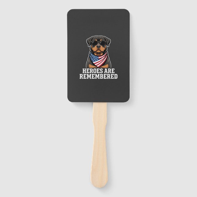 Abanico Diseño vectorial de perro héroe Rottweiler patriót (Anverso)