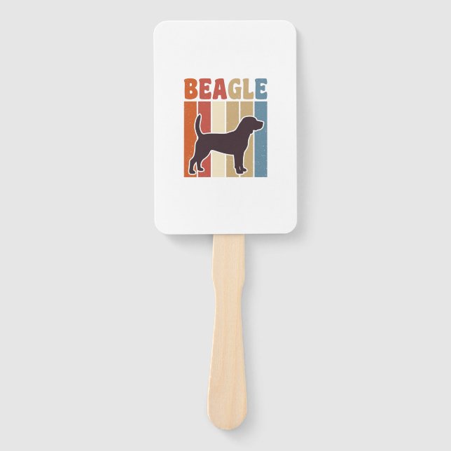 Abanico Diseño vectorial de raya retro de perro Beagle vin (Anverso)