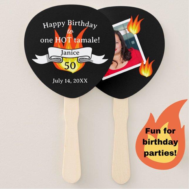Abanico Divertido 50 cumpleaños "Hot Tamale" gracioso pers (Great for a birthday pool party or bbq! May be easily customized for any age birthday. )