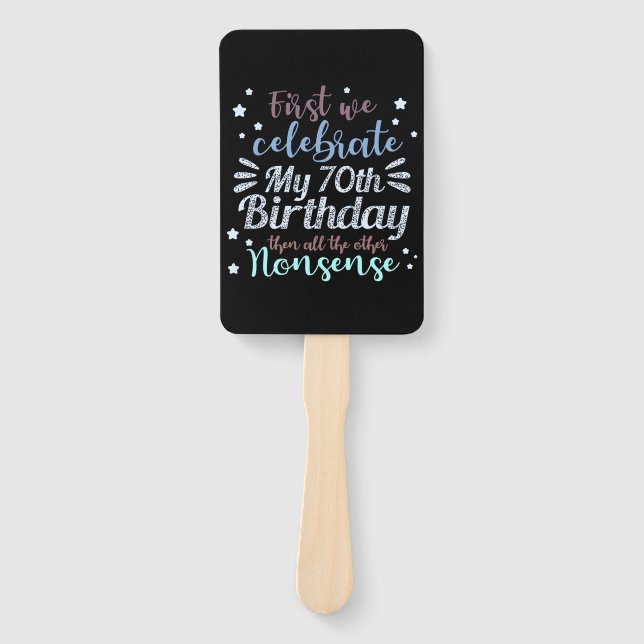 Abanico divertido celebrando el cumpleaños 70 (Anverso)