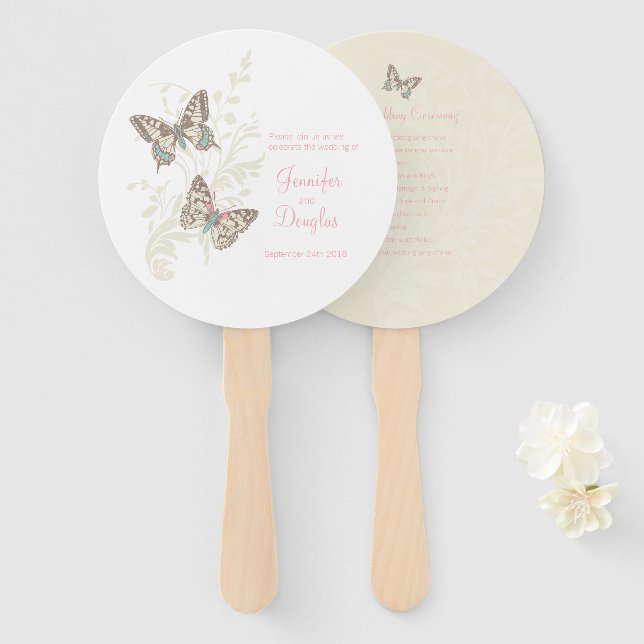 Abanico Dos fans del programa de bodas de mariposas con ti (Anverso y reverso)