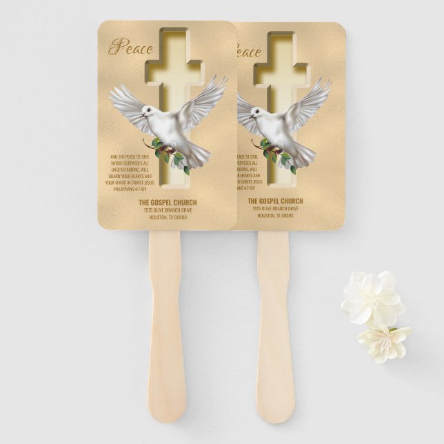 Abanico Dove cruza las escrituras personalizadas contra la (Anverso y reverso)