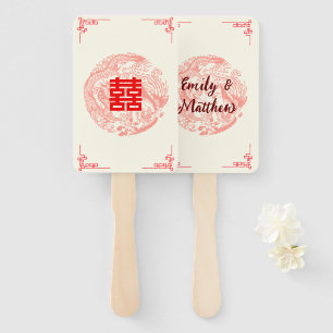 Abanico Dragón y boda chino rojo Fénix