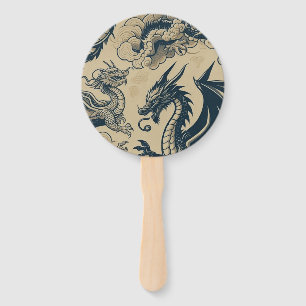 Abanico Dragones de fantasía antigüados