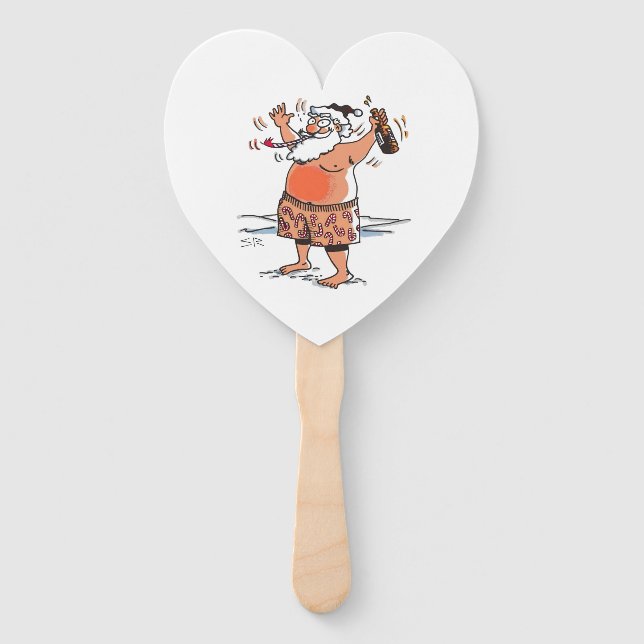 Abanico Drunk Santa heart hand fans (Anverso)