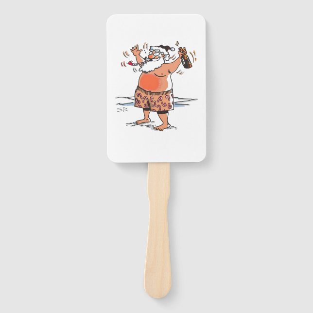 Abanico Drunk Santa rectangle hand fans (Anverso)