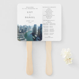 Abanico Dubai Skyline Watercolor Wedding Program