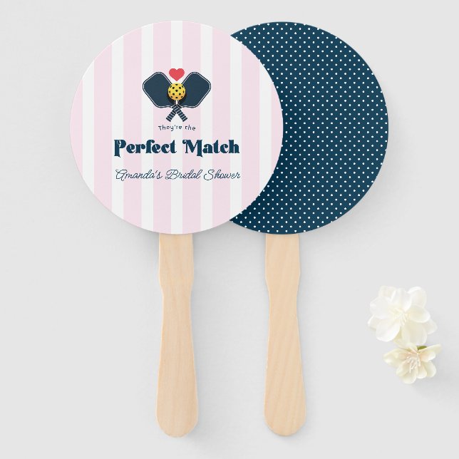 Abanico Ducha de Boda Preppy Pickleball Perfect Match (Anverso y reverso)