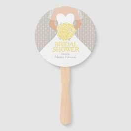 Abanico Ducha de novia amarilla rosa blanco vestido de per