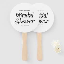 Abanico Ducha de novia retro blanca y negra mínima