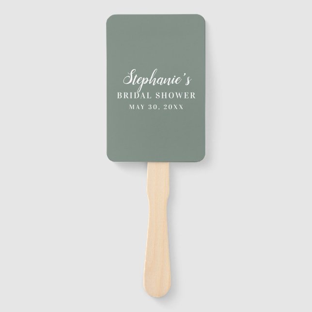 Abanico Ducha minimalista verde y blanca para novias (Anverso)