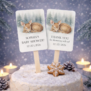Abanico Duerme Ciervo Bebé Bosque Invierno Baby Shower