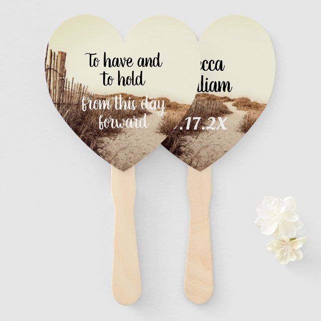 Abanico Dunas marítimas para tener y sostener hinchas Boda (Anverso y reverso)