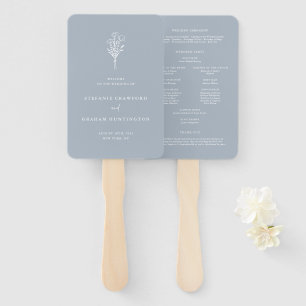 Abanico Dusty Blue Boho Boda Botánico Minimalista