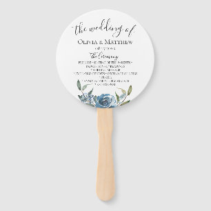 Abanico Dusty Blue Botanical Wedding Program