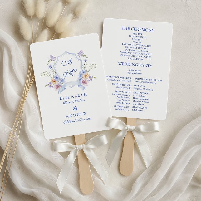 Abanico Dusty Blue Crest Floral Wedding (Subido por el creador)