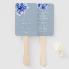 Abanico Dusty Blue Elegant Floral Wedding Program
