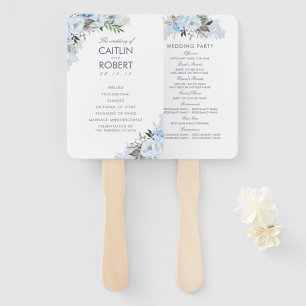 Abanico Dusty Blue Elegant Floral Wedding Program