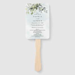 Abanico Dusty Blue Eucalyptus Greenery Wedding Programme
