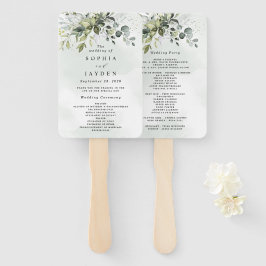 Abanico Dusty Blue Eucalyptus Greenery Wedding Programme