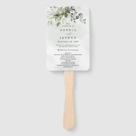 Abanico Dusty Blue Eucalyptus Greenery Wedding Programme