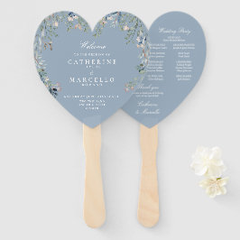 Abanico Dusty Blue Floral Cascade Wedding Program