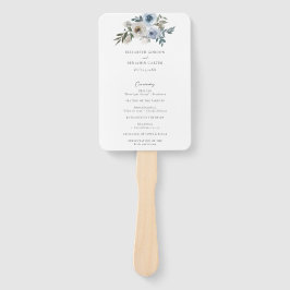 Abanico Dusty Blue Floral Wedding Program Ceremony