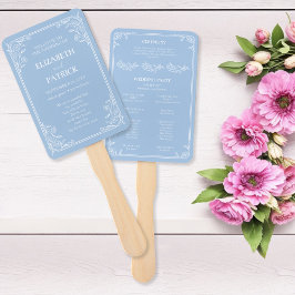 Abanico Dusty Blue Floral Wedding Program conjunto de fans