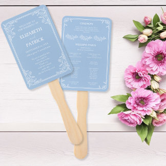 Abanico Dusty Blue Floral Wedding Program conjunto de fans